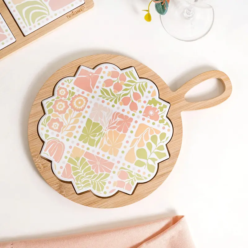Soft Pastel Round Ceramic Platter – Dishwasher-Safe (22 Cm) 1
