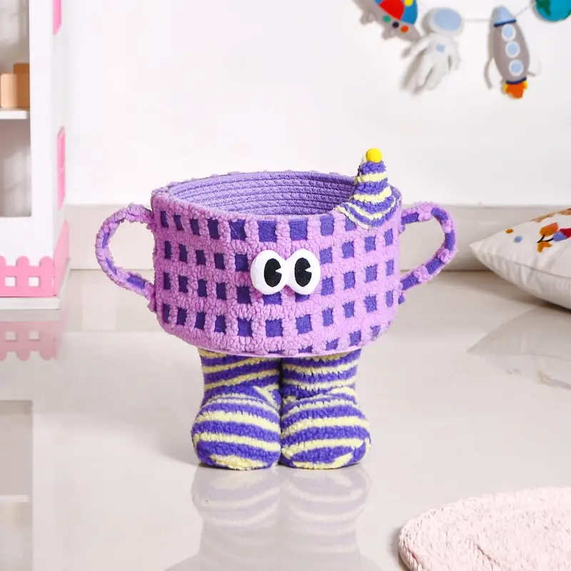 Soft Purple Fuzzy Storage Basket For Toys Or Essentials 1
