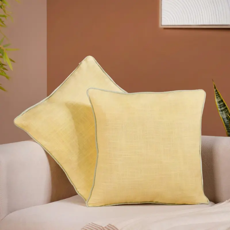 Soft Sunshine Cushion Covers – 2-Piece Light-Hued Cotton Decor Set 1