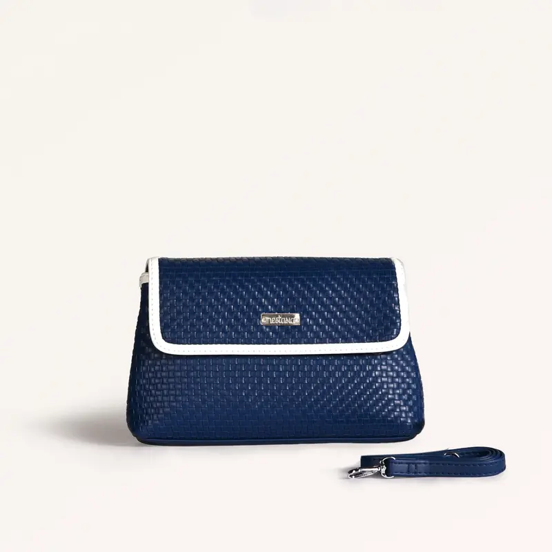 Soi Lattice Navy Blue Sling Clutch Bag – Compact & Stylish Crossbody 1