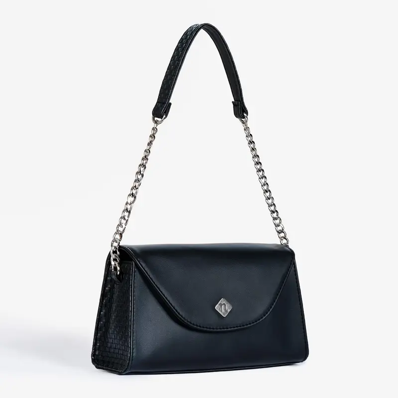Soi Lisse Black Leather Shoulder Bag 1