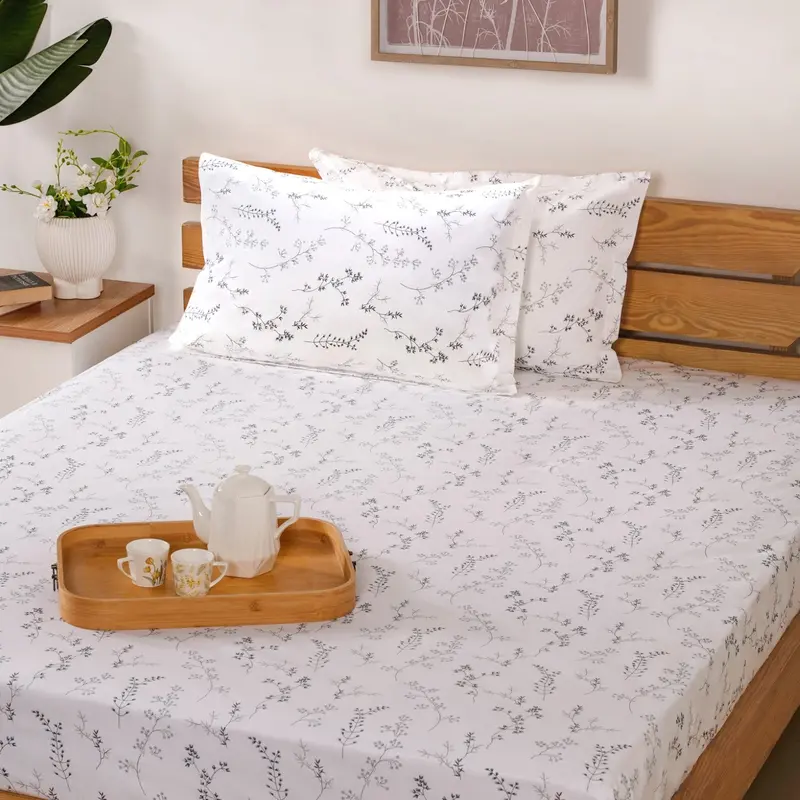 Soothing Soft King Bed Sheet Set – 180 Tc Pure Cotton Duvet Cover + Pillowcases (275X275 Cm) 1
