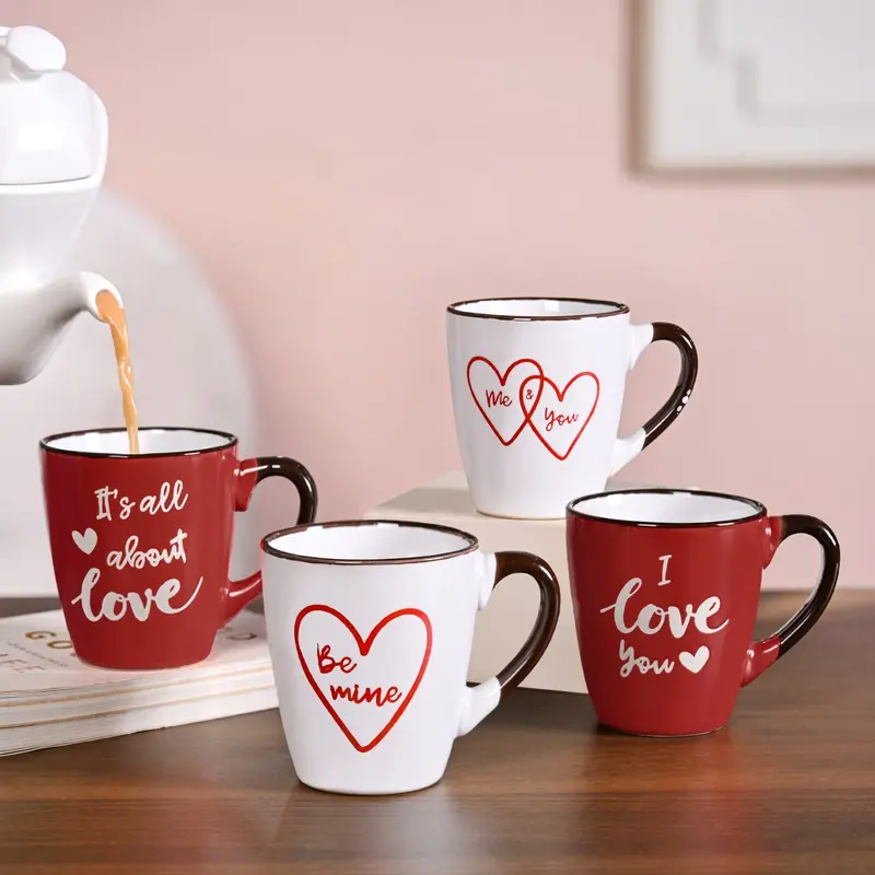 Soulmate-Inspired Ceramic Mugs – Set Of 4, Love Quote Design 1