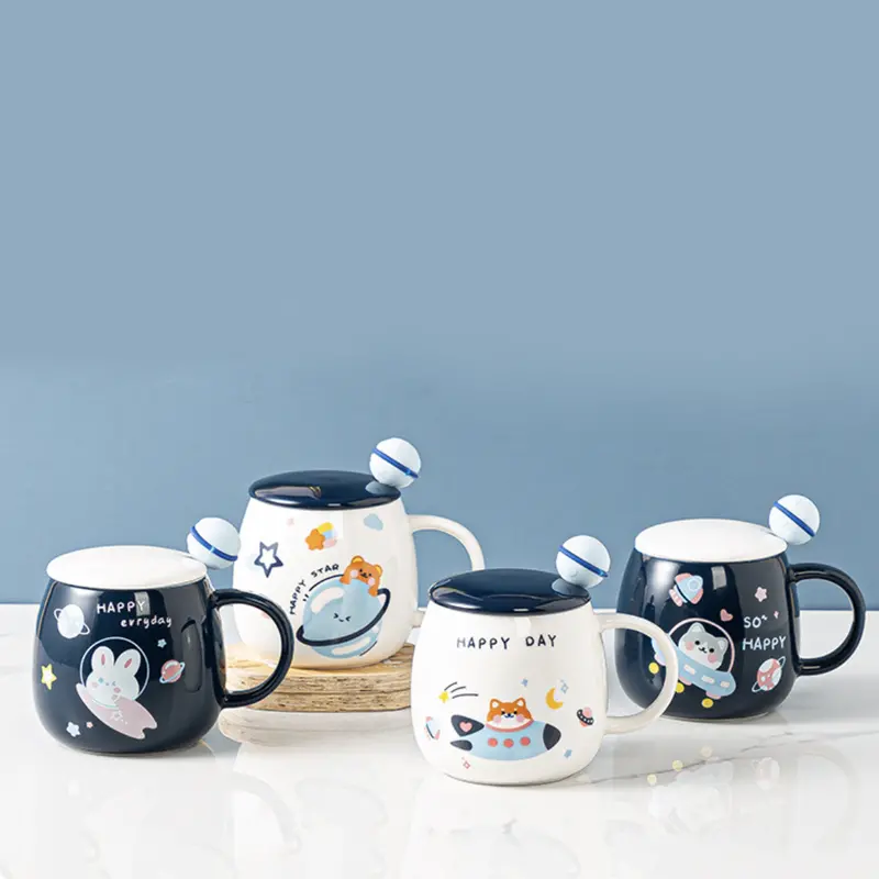 Space-Themed Animal Kids Cup With Lid & Spoon 1