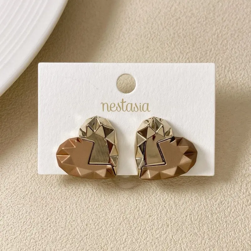 Split Heart Gold-Plated Minimalist Studs 1