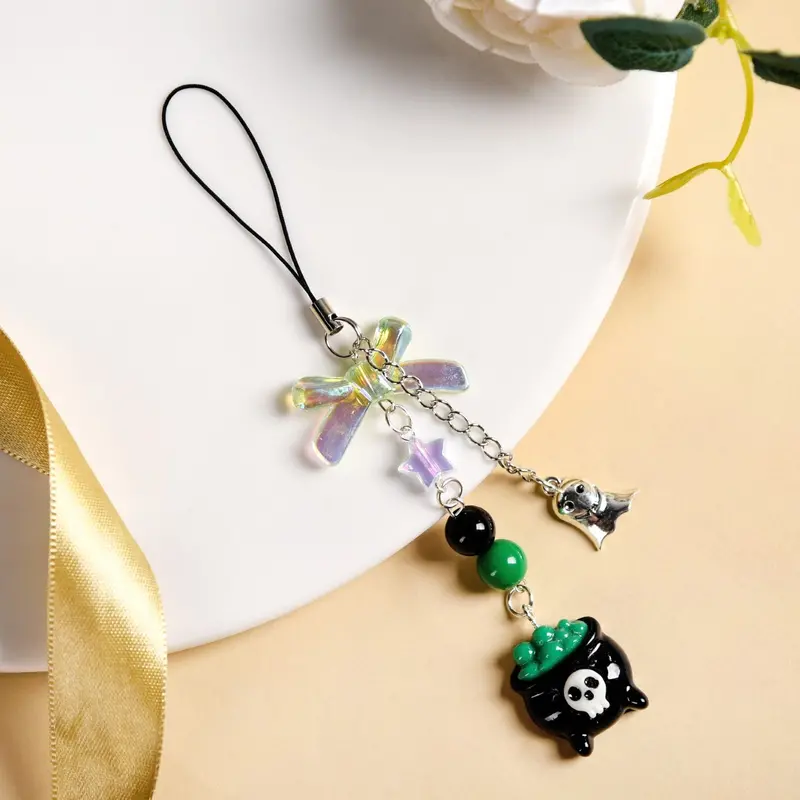 Spooky Ghost-And-Cauldron Phone Charm 1