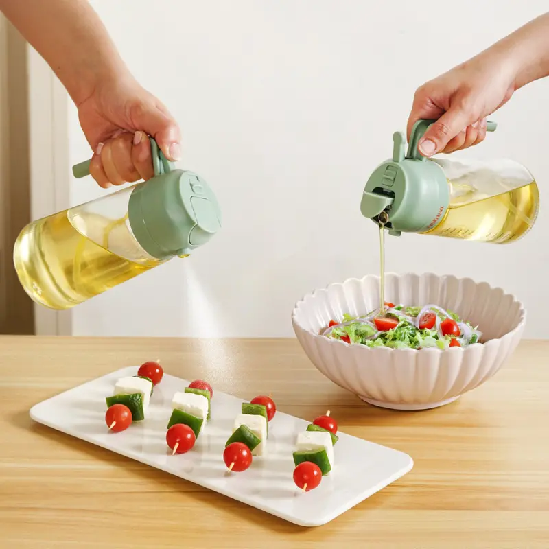 Spray-And-Pour Oil Dispenser – Forest Green, 470 Ml With Measuring Spoon 1