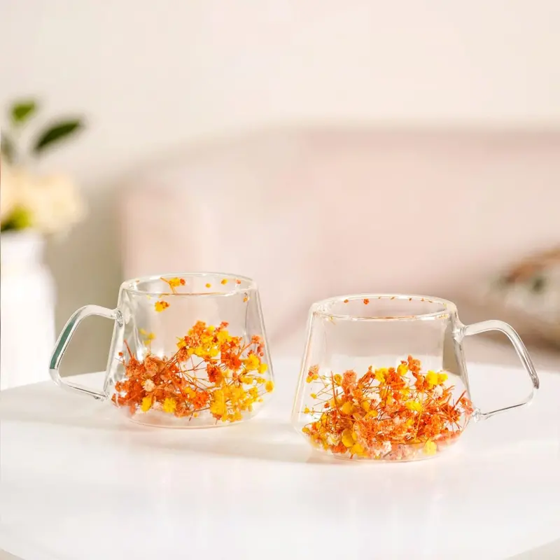 Spring Bloom Double-Walled Ceramic Mug Set (2 Pcs, 180Ml) 1