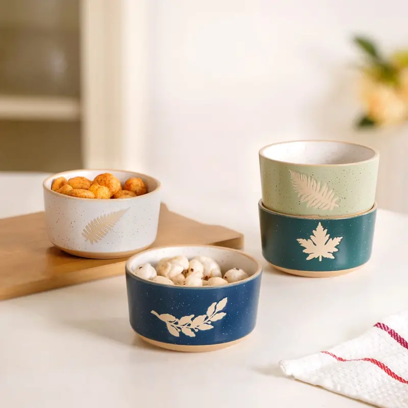Spring Leaf Ceramic Appetizer Bowls (4 Pcs, 180Ml) 1
