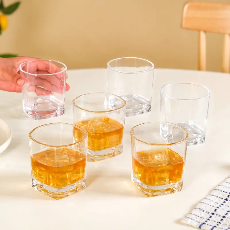 Square-Bottom Whiskey Glasses – Set Of 6 (250Ml Each) 1