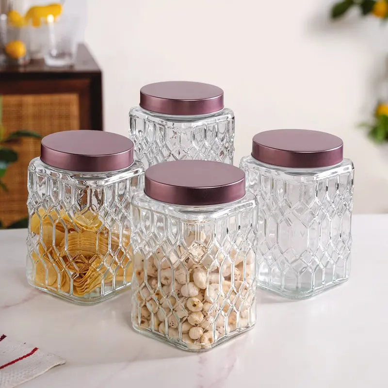 Square Glass Food Storage Containers With Locking Airtight Lids – 4 X 1700Ml 1