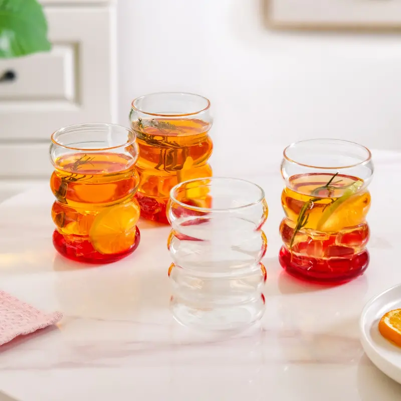 Stackable Caterpillar-Style Glass Set – 4 Pieces, 300Ml Each 1