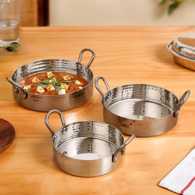 Stackable Round Stainless Steel Serving Dish Set – 3-Piece 1