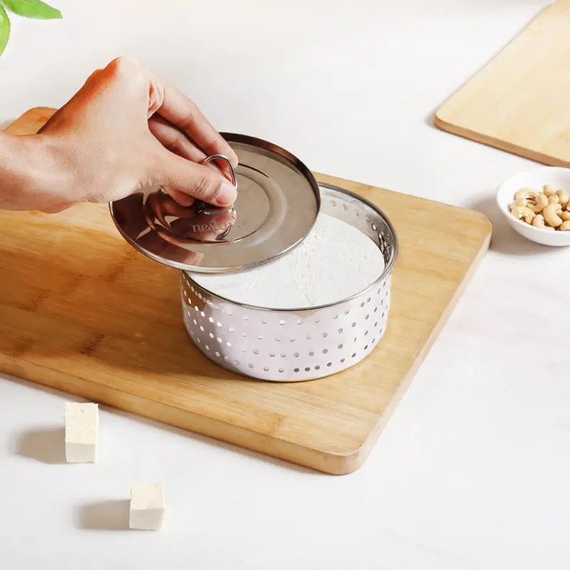 Stainless Steel Round Paneer Press Mould – 550Ml Capacity 1