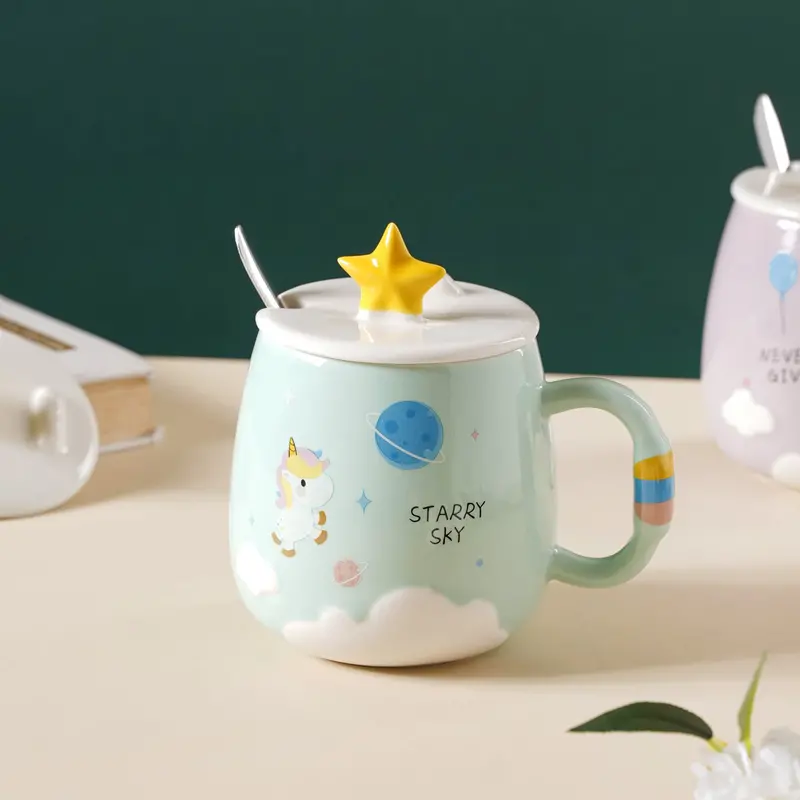 Star-Embellished Ceramic Coffee Cup 4