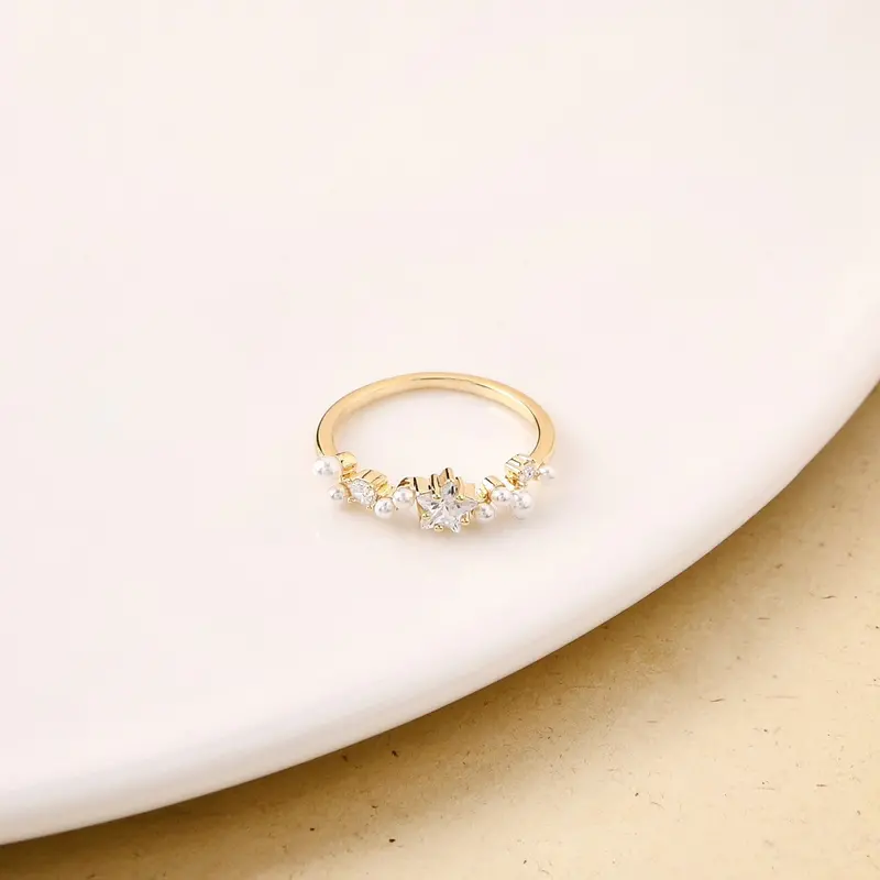 Starlit Elegance 14K Gold Ring 1