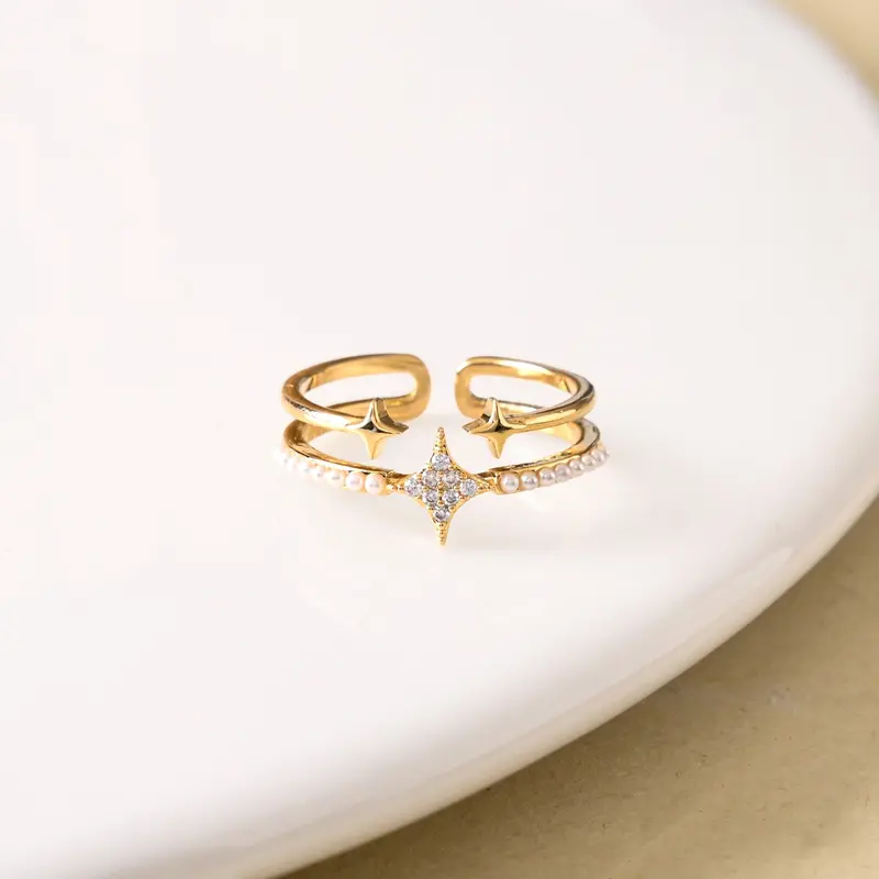 Starlit Gold Twin-Band Ring 1