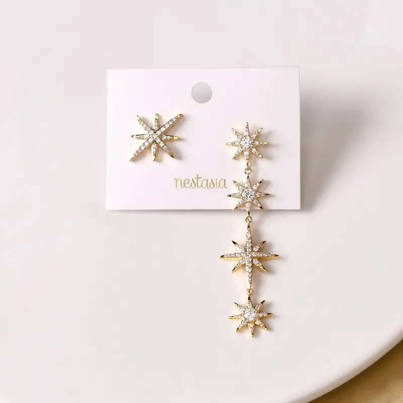 Starry Night Stone-Studded Gold Earrings 1