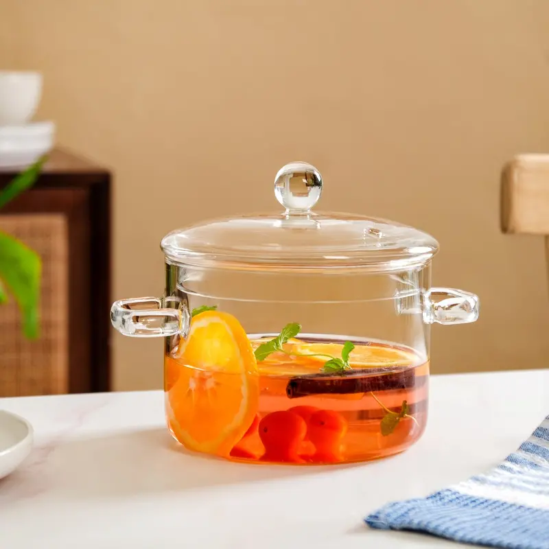 Stovetop-Safe Borosilicate Glass Cooking Pot – 1.65L Transparent Saucepan 1