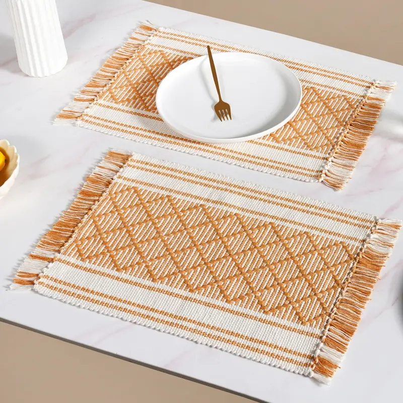Sunloom Textured Fringed Placemats – Set Of 6 1