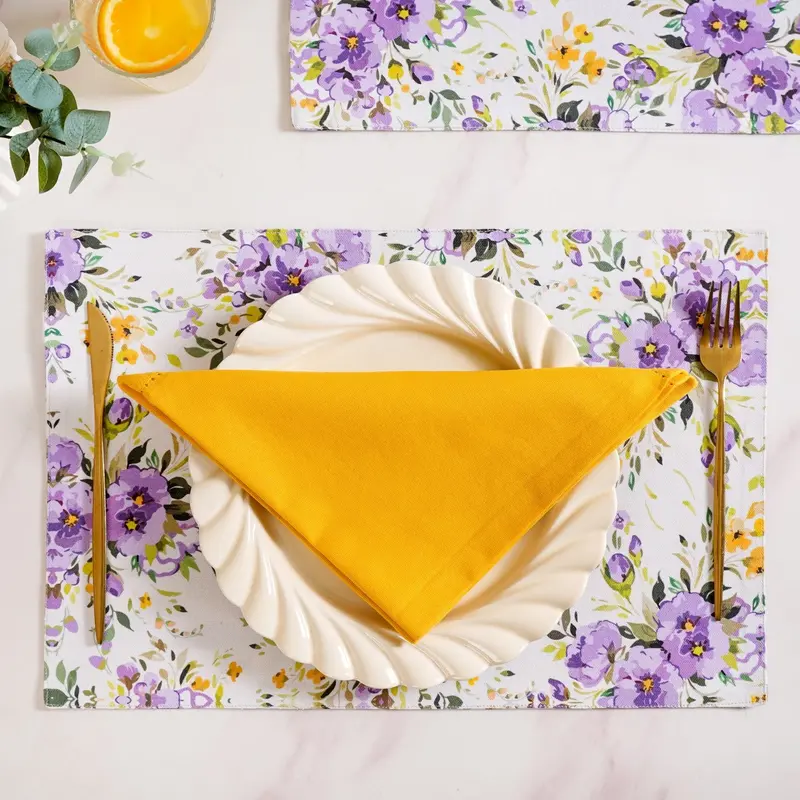 Sunny Yellow Cotton Table Napkin Set (6-Piece) 1