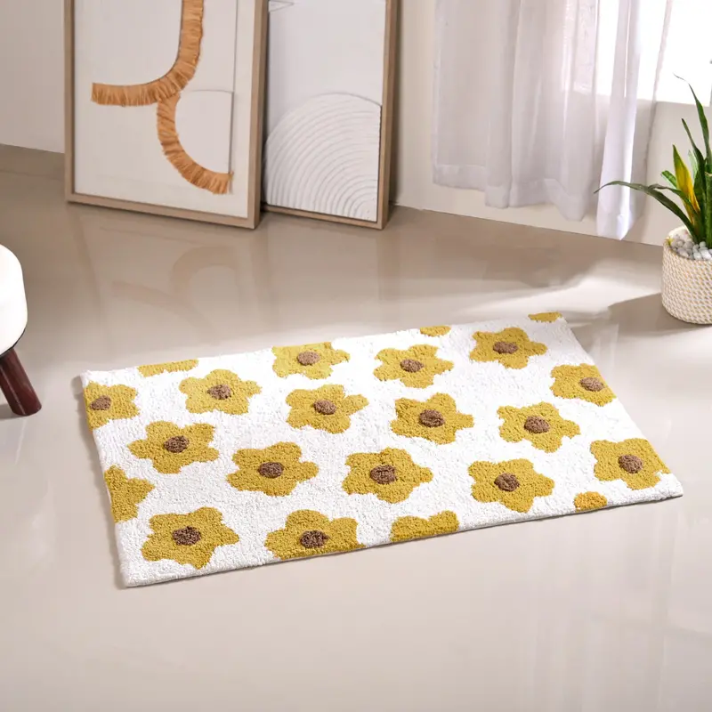 Sunshine Yellow Daisy Cotton Non-Slip Mat – 83X53Cm 1