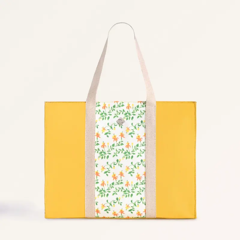Sunshine Yellow Floracore Canvas Shopping Tote 1