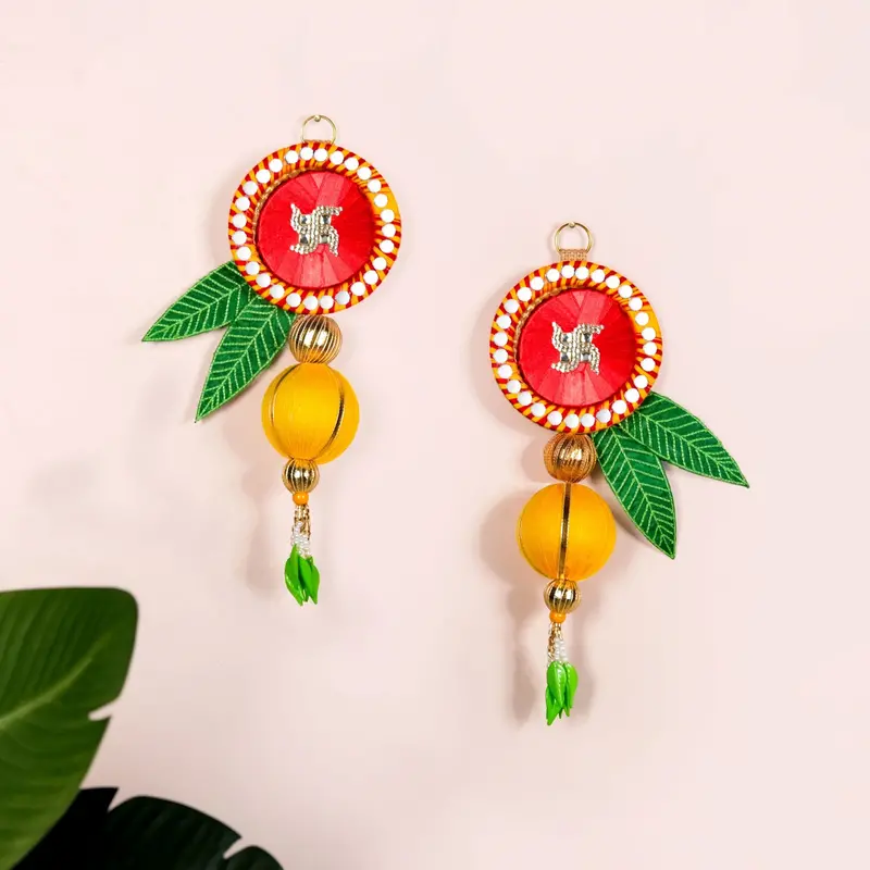 Swastik Mirror Side Door Toran – Pair Of Traditional Ritual Wall Hangings 1