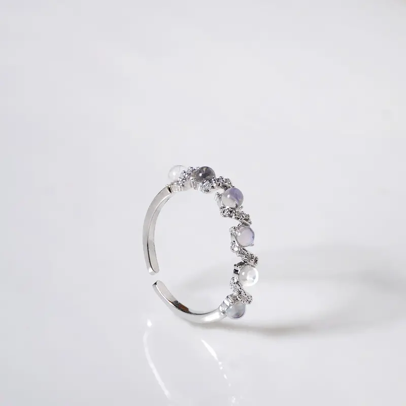 Swirled Stone Silver Statement Ring 1