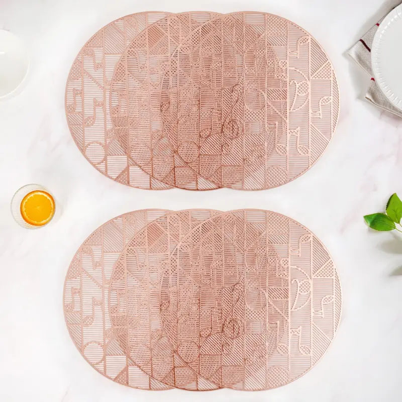 Symphony Rose Gold Placemats – Musical Motif Designer Set Of 6 1