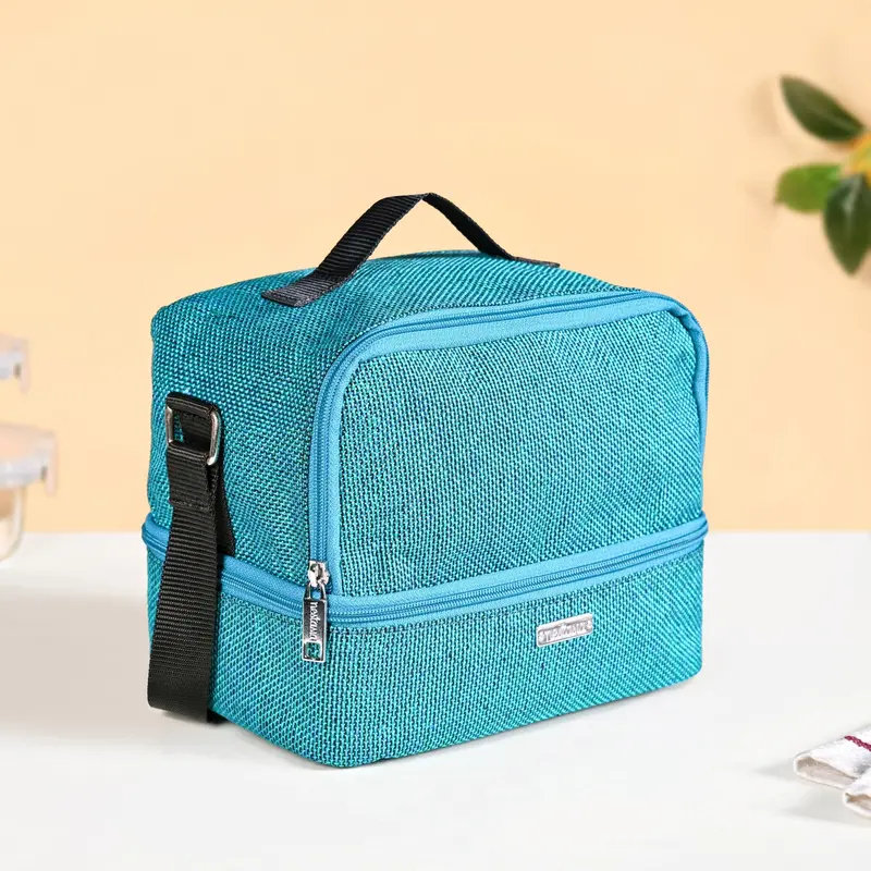 Teal Insulated Double-Section Lunch Bag For Work Or School 1
