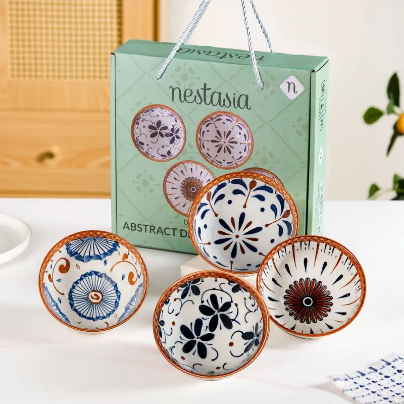 Terra Indigo Ceramic Bowl Set – 4 Pieces, 300Ml Each 1