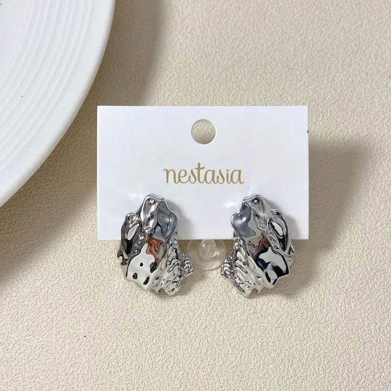 Terra-Inspired Silver Stud Earrings 1