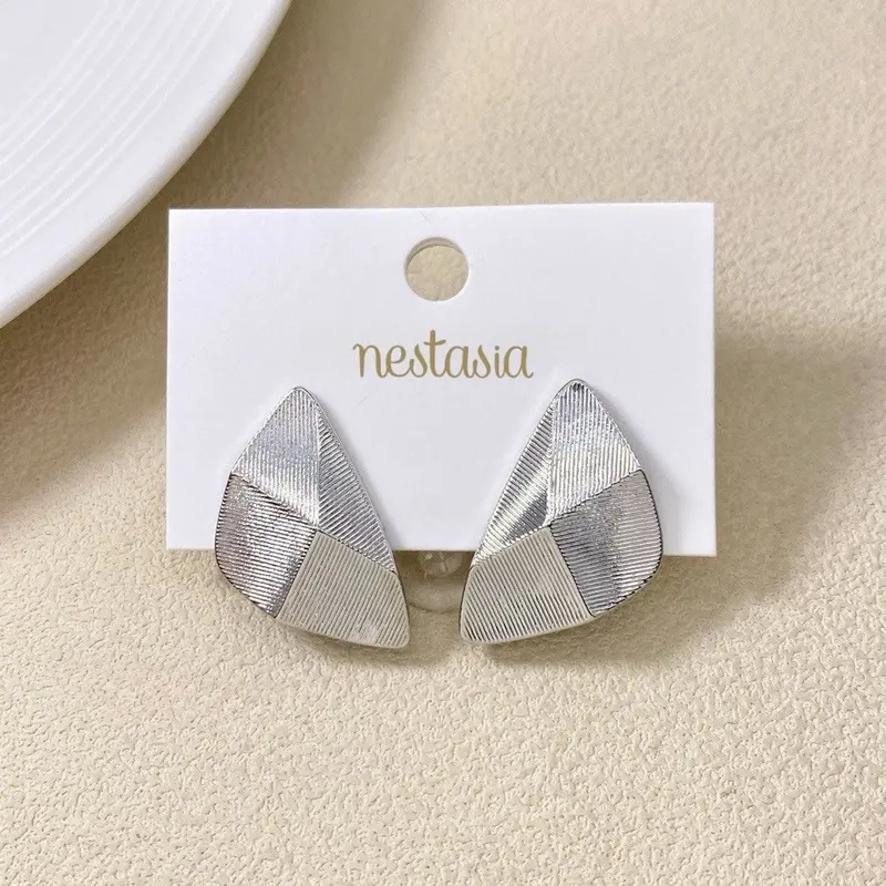 Terrain-Inspired Silver Stud Earrings 1