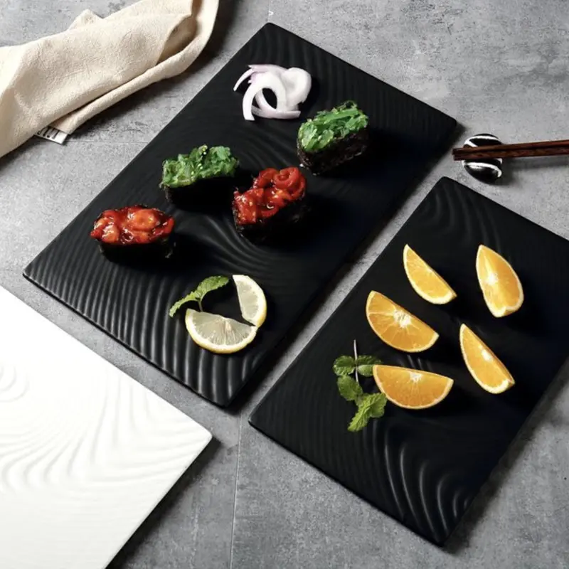 Textured Black Large Serving Plate 1
