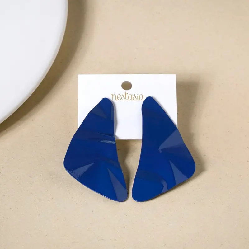 Textured Blue Drop Earrings 1