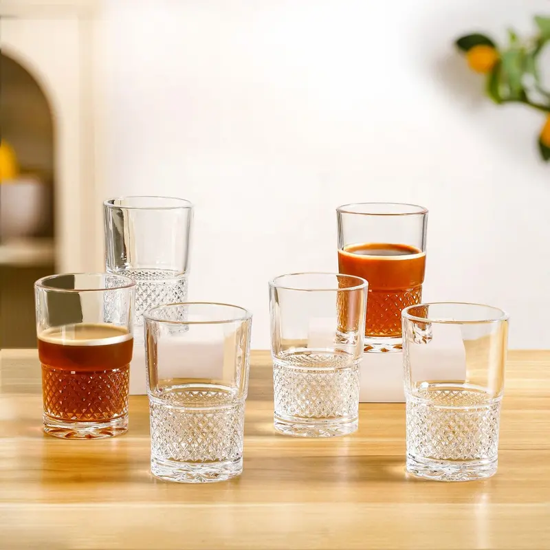 Textured Glass Tea Tumblers – Set Of 6, 190Ml Heat-Resistant Drinking Glasses 1