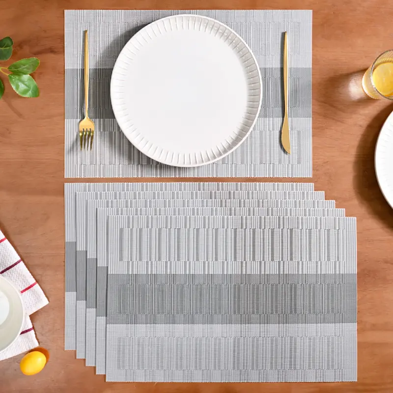 Textured Light-To-Mid Grey Placemats – Set Of 6 1