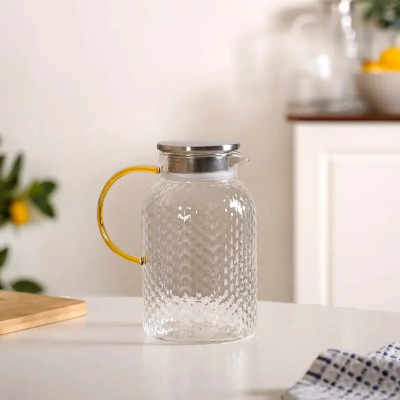 Textured Premium Borosilicate Glass Storage Jar – 1250Ml 1