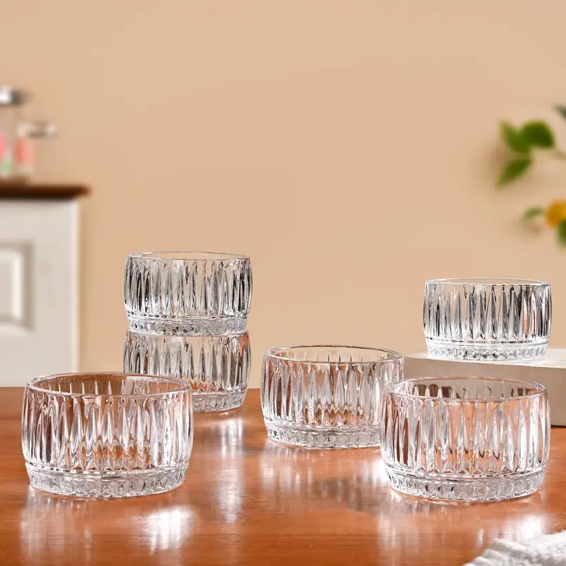 Textured Ribbed Glass Dessert Bowl Set (6 Pcs, 160Ml) 1