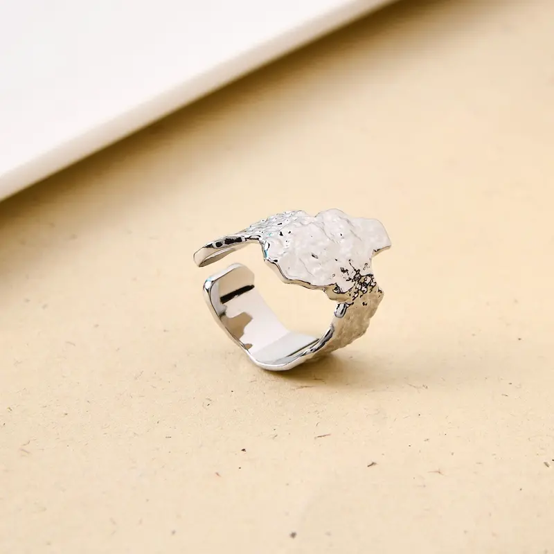 Textured Silver Terrain Statement Ring 1
