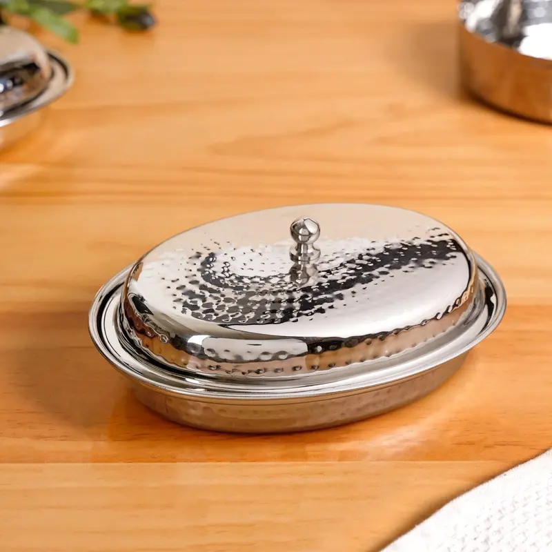 Textured Stainless Steel Curry Serving Dish – 500Ml 1