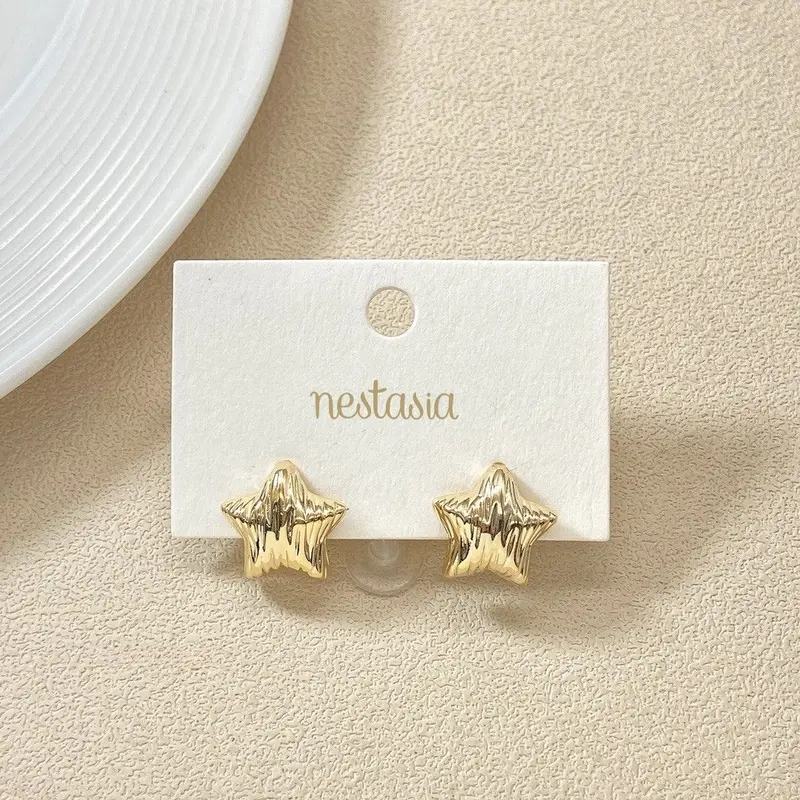 Textured Star-Shaped Minimalist Studs 1