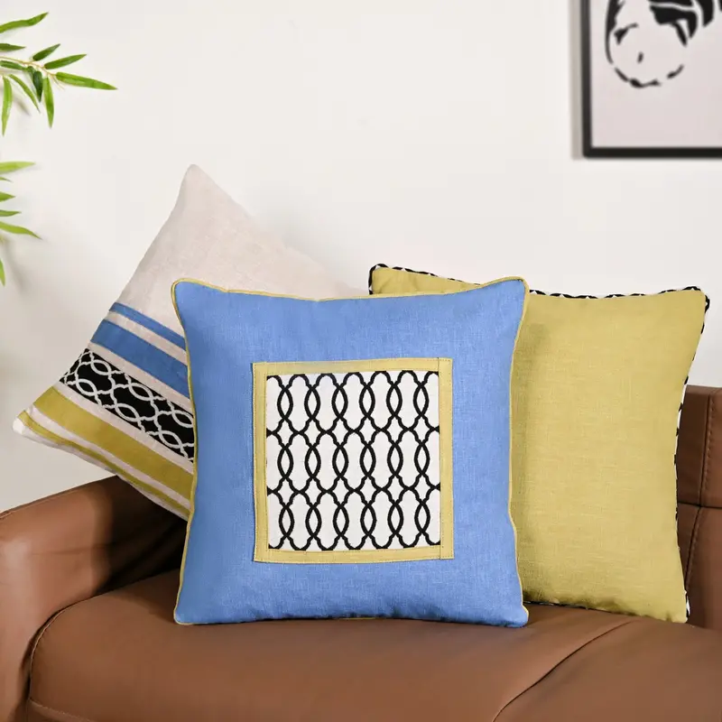 Textured Trio Cushion Covers – Set Of 3, 40X40Cm Contemporary Throw Pillows 1