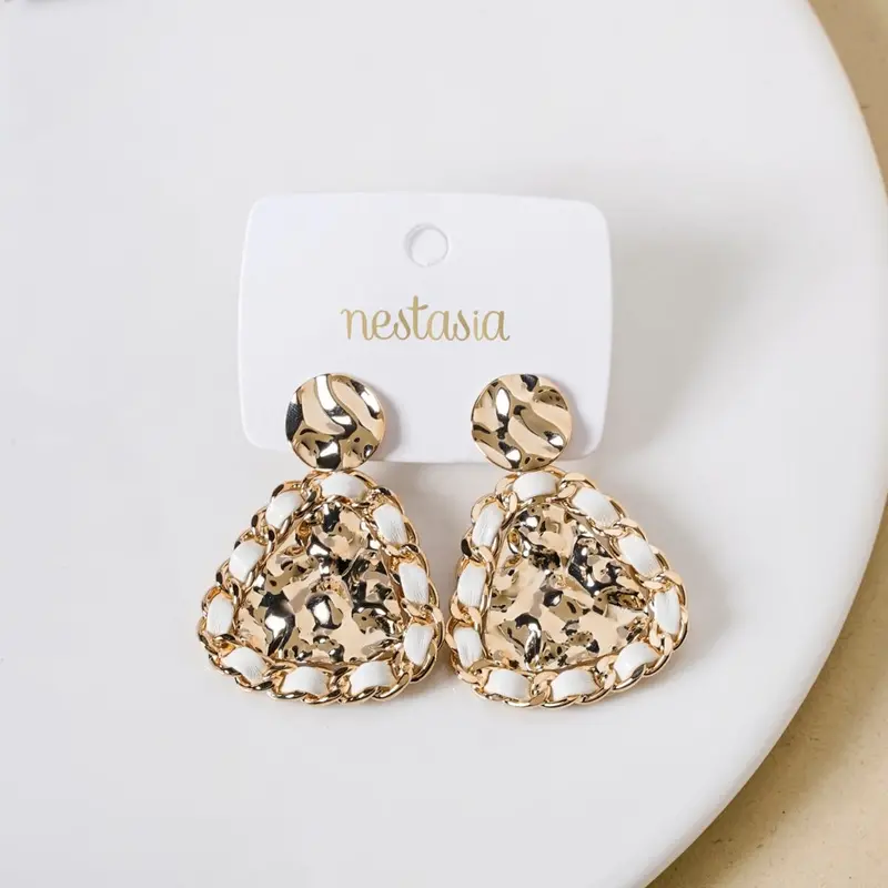 Textured Woven Hammered Drop Earrings 1