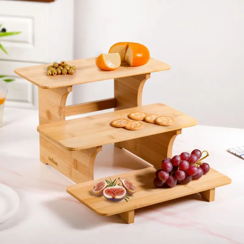 Three-Tier Bamboo Tiered Serving Stand 1