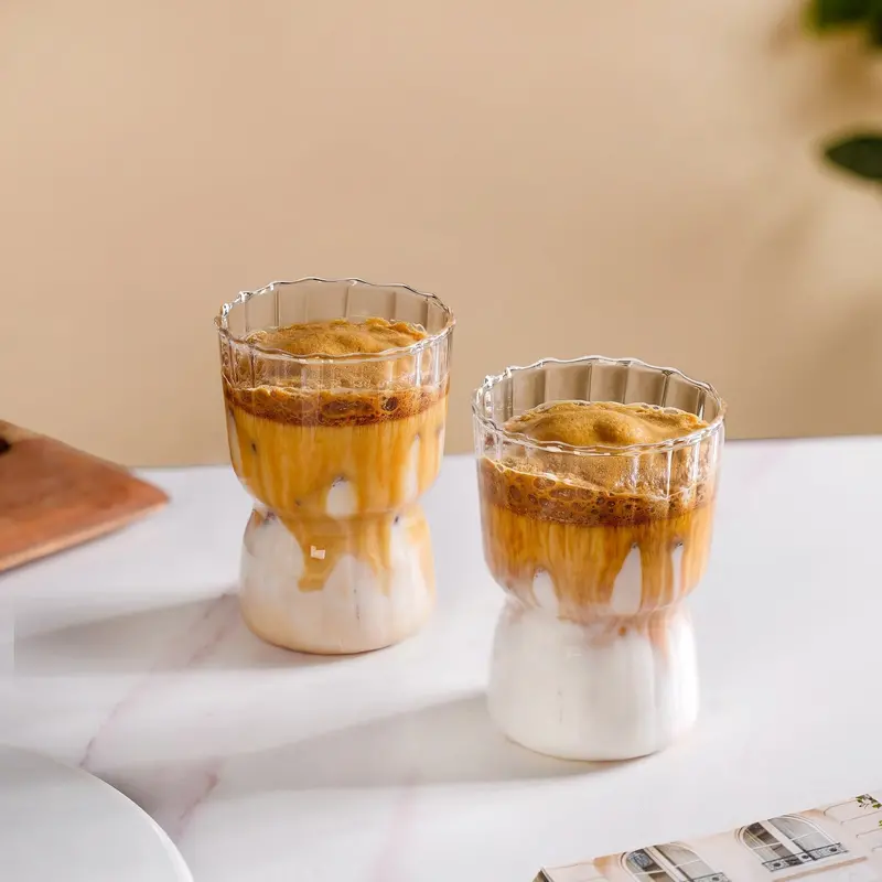 Tiered Design Glass Tumblers – Modern 2-Piece Set, 350Ml Each 1