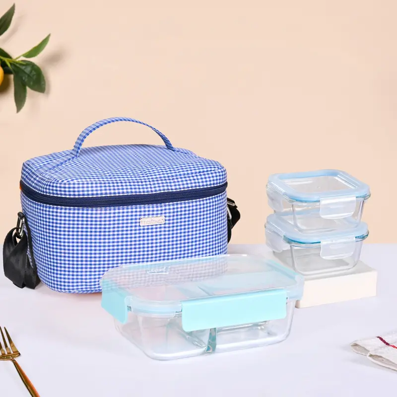 Tiffin-Style Insulated Lunch Carrier With Matching Bag 1