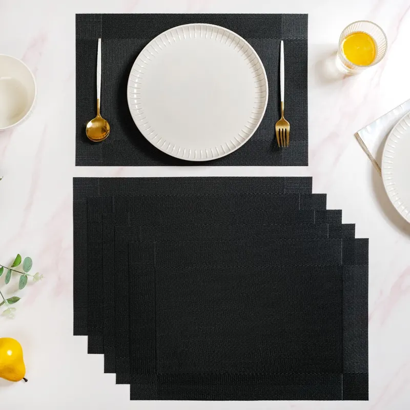 Timeless Matte Black Dining Placemats – Set Of 6 1