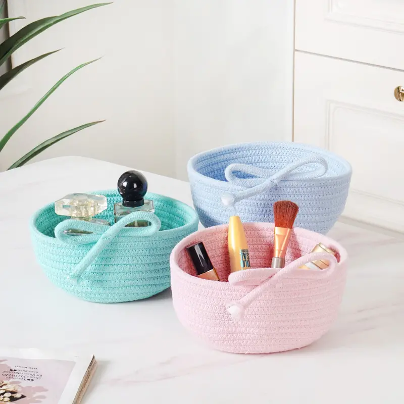 Tiny Decorative Storage Basket Set – Three 10 Cm Baskets 1